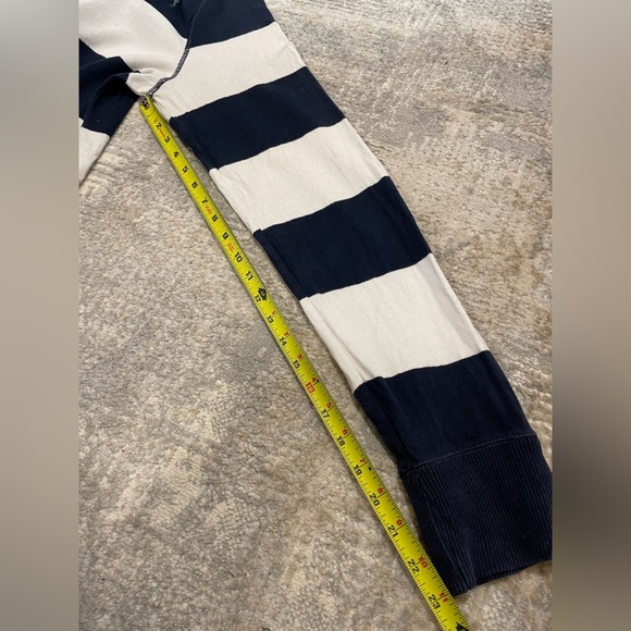 Abercrombie & Fitch Sweater Navy/White Muscle VNeck Stripe Long Sleeve XL Y2K - Picture 8 of 10